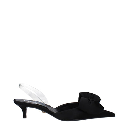 Sandales plates en satin noir Versace