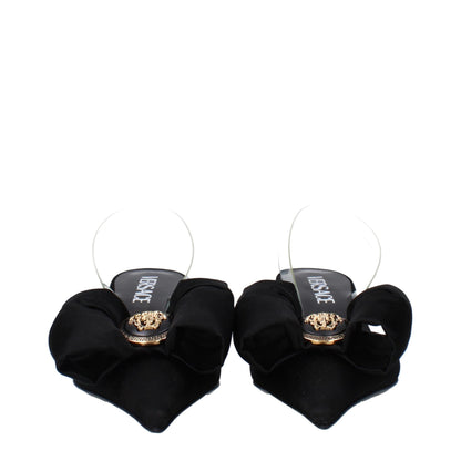 Sandales plates en satin noir Versace