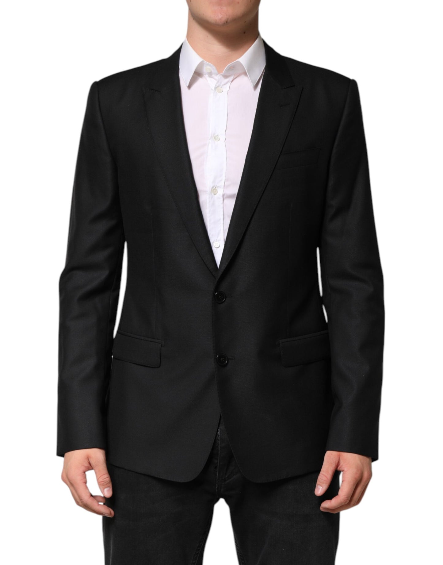 Chaqueta blazer de lana negra de botonadura sencilla de Dolce & Gabbana