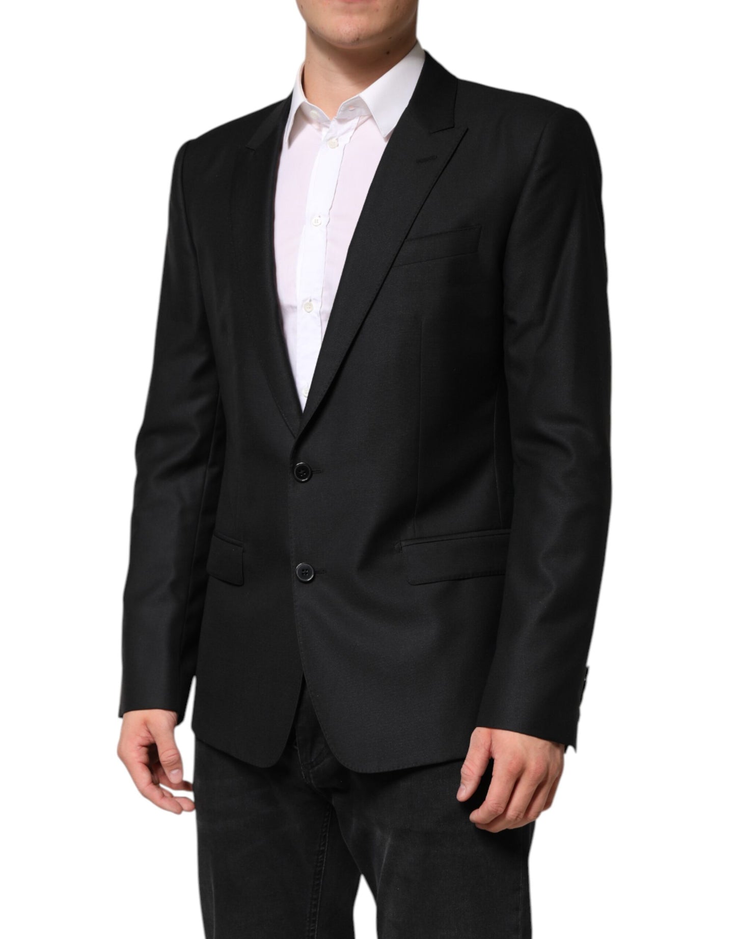 Chaqueta blazer de lana negra de botonadura sencilla de Dolce & Gabbana
