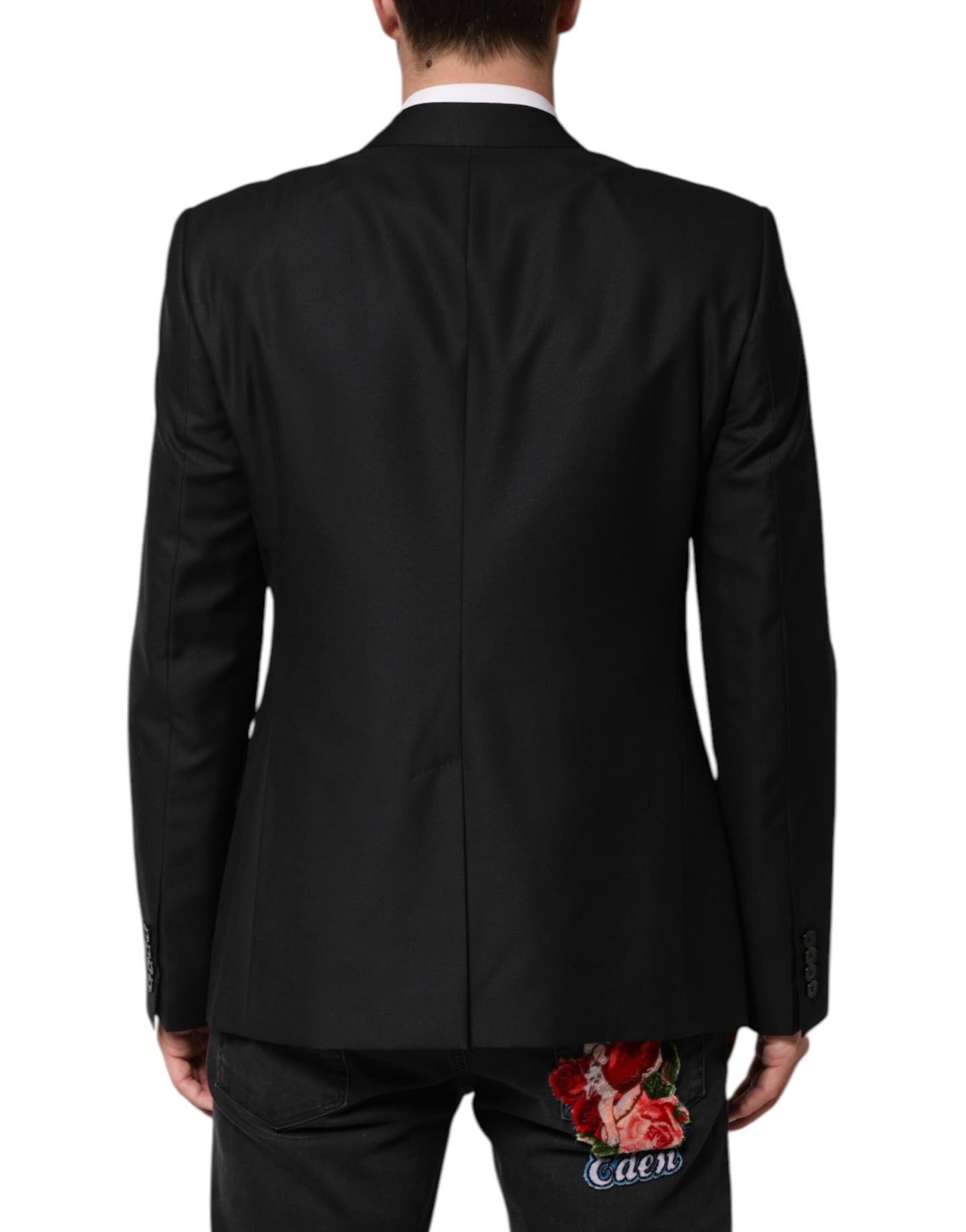 Chaqueta blazer de lana negra de botonadura sencilla de Dolce & Gabbana