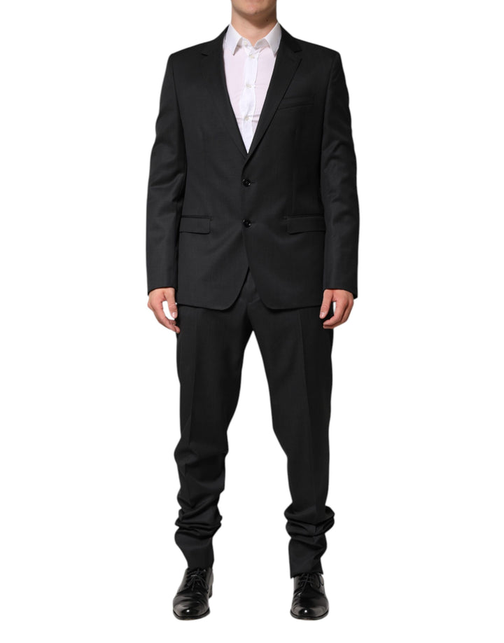 Costume deux pièces gris foncé en laine à simple boutonnage Dolce & Gabbana