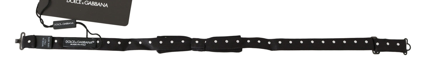 Nœud Papillon Réglable Dolce & Gabbana Noir 100% Soie à Pois