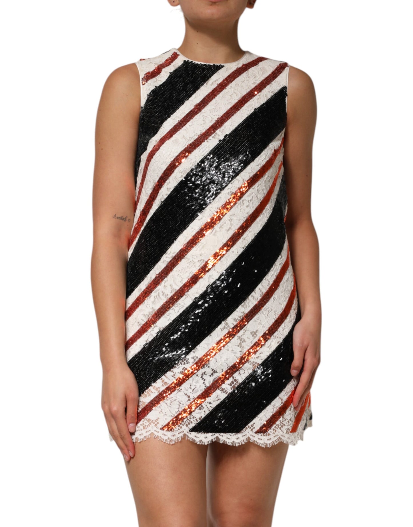 Robe droite ornée de sequins multicolores Dolce & Gabbana