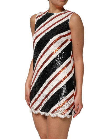 Robe droite ornée de sequins multicolores Dolce & Gabbana