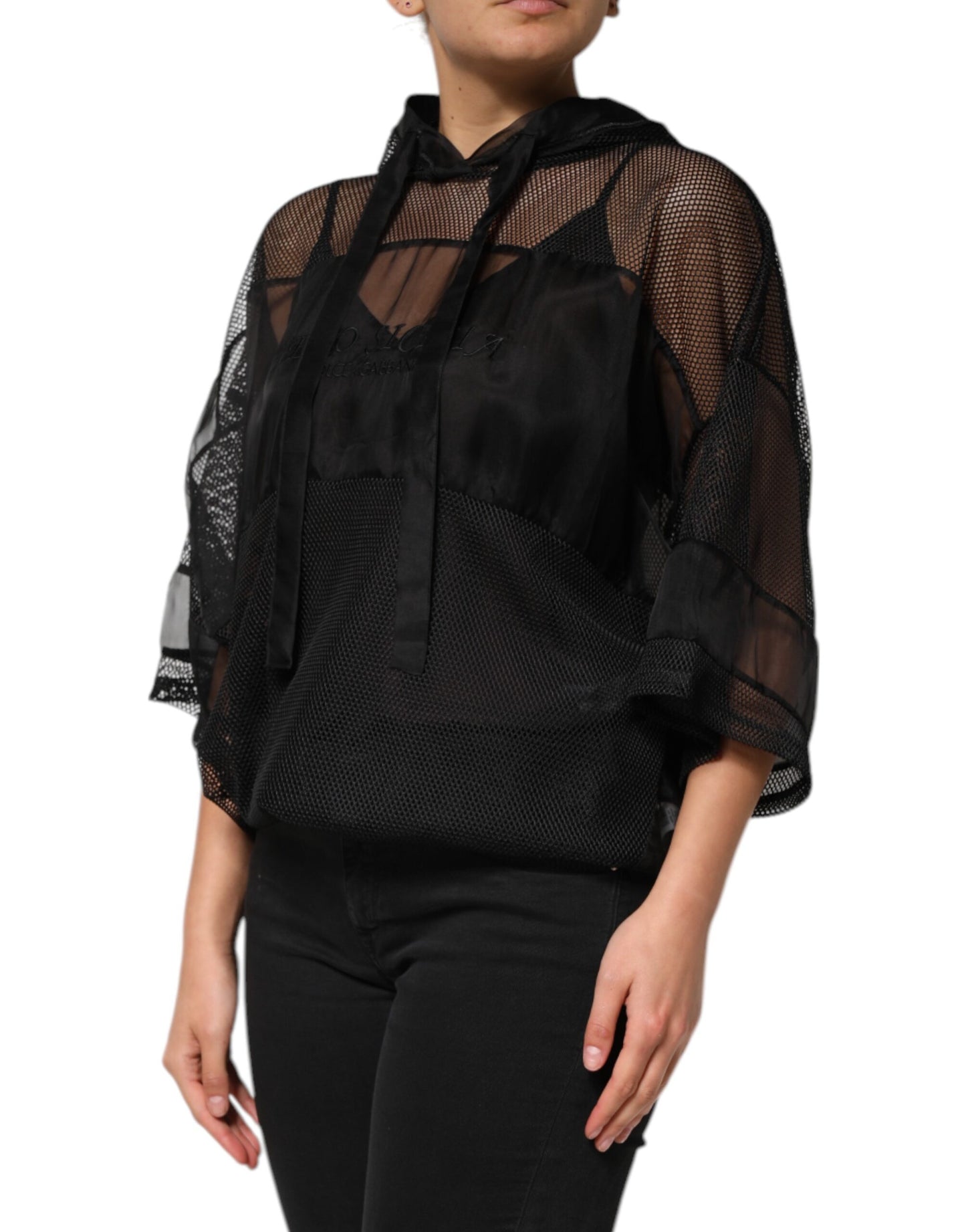 Sudadera con capucha transparente negra Dolce & Gabbana