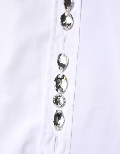 Haut chemise à col Dolce & Gabbana blanc orné de cristaux