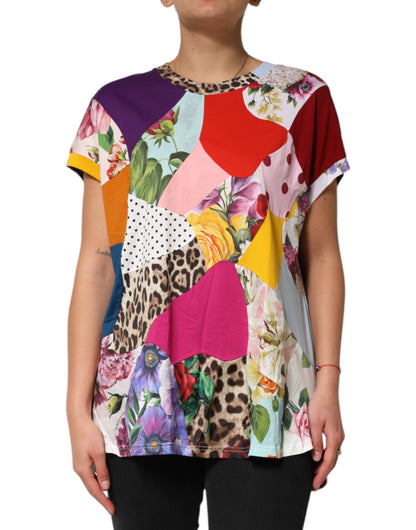 Chemisier en coton et soie à patchwork multicolore Dolce & Gabbana