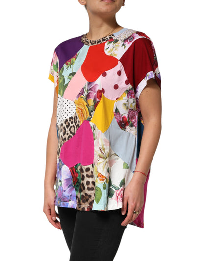 Chemisier en coton et soie à patchwork multicolore Dolce & Gabbana