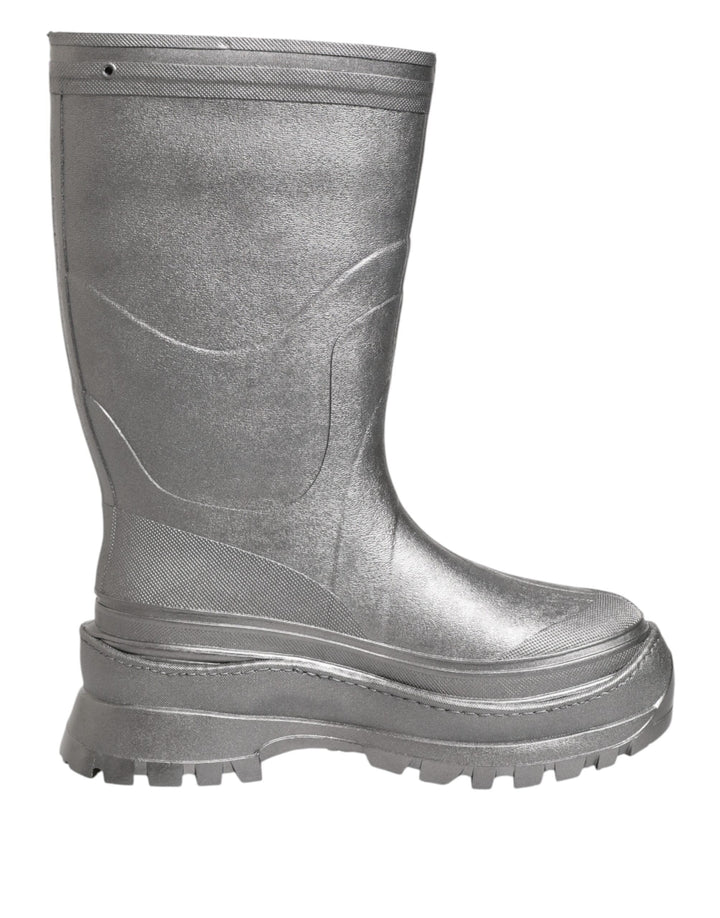 Dolce & Gabbana Bottes de pluie métallisées argentées à enfiler