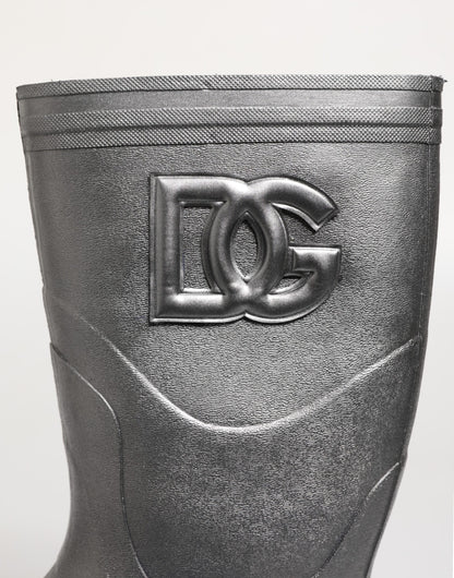 Botas de lluvia plateadas metalizadas sin cordones Dolce & Gabbana