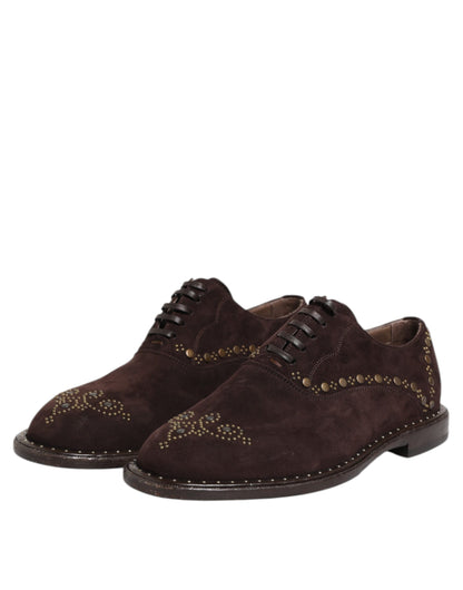 Chaussures habillées Richelieu Dolce & Gabbana en velours marron à lacets