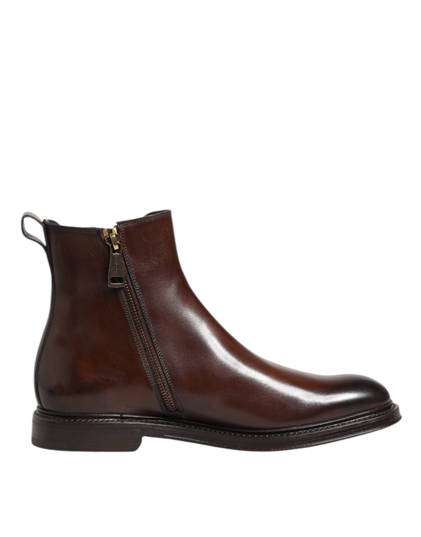Bottes mi-mollet Chelsea Dolce & Gabbana en cuir marron