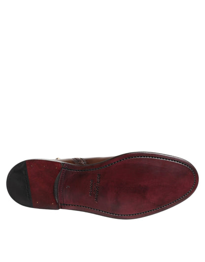 Bottes mi-mollet Chelsea Dolce & Gabbana en cuir marron