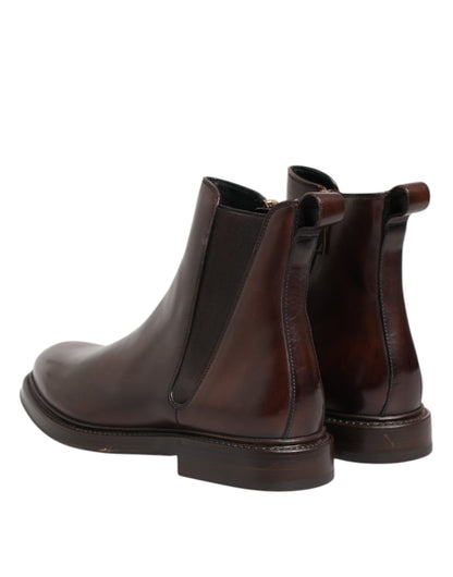 Bottes mi-mollet Chelsea Dolce & Gabbana en cuir marron