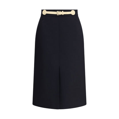 Valentino Garavani Black Wool Oves Aries Midi Skirt