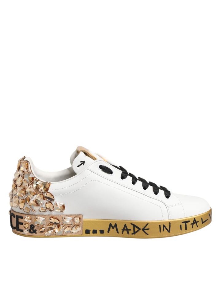 Zapatillas Dolce & Gabbana Portofino de oro blanco con cristales
