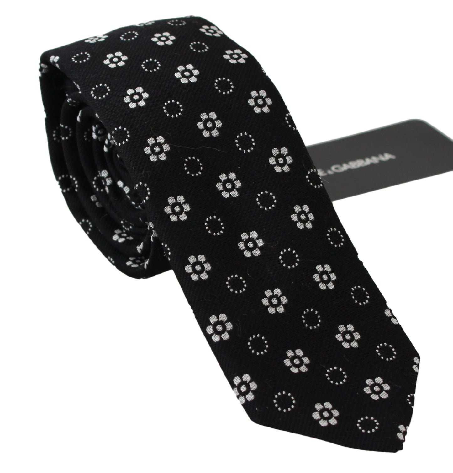 Cravate classique Dolce & Gabbana noire 100 % soie à imprimé floral
