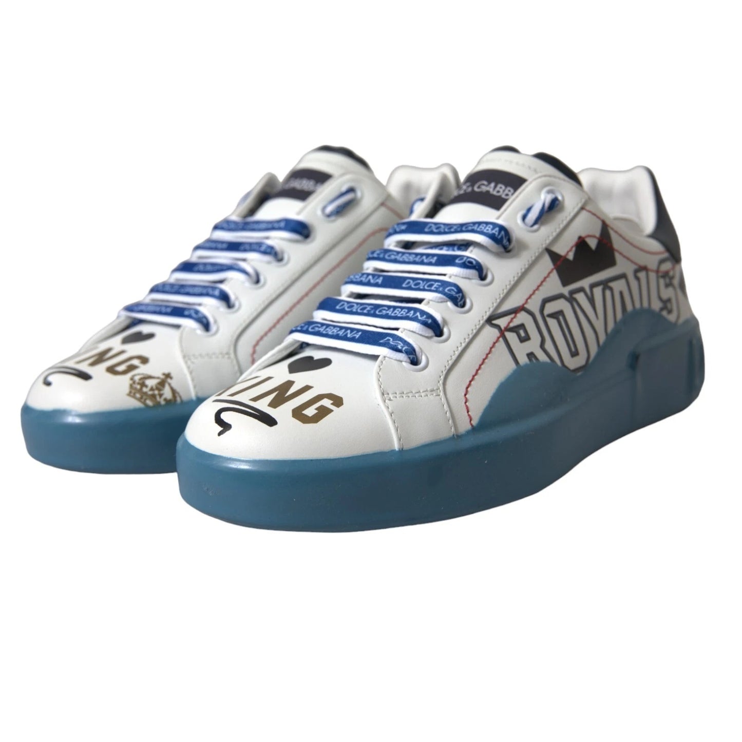 Baskets Dolce & Gabbana Portofino imprimé bleu et blanc