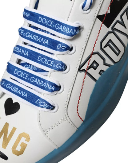 Baskets Dolce & Gabbana Portofino imprimé bleu et blanc