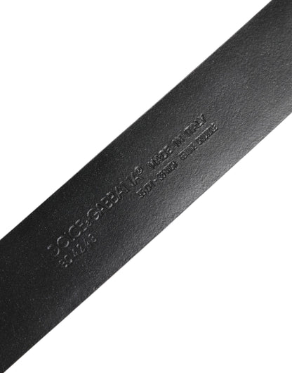 Dolce & Gabbana Black Exotic Leather DG Logo Buckle Belt