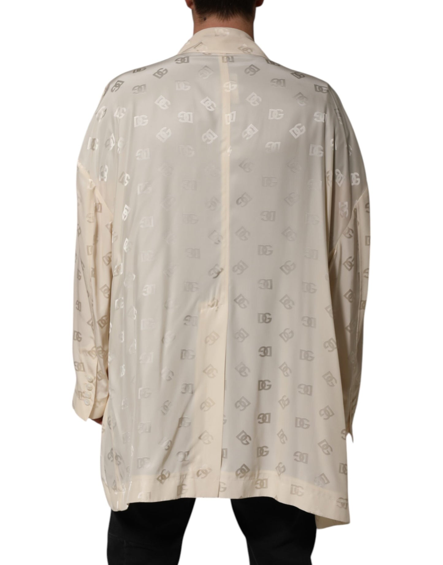 Manteau Veste Dolce & Gabbana Monogramme Logo Polyester Beige