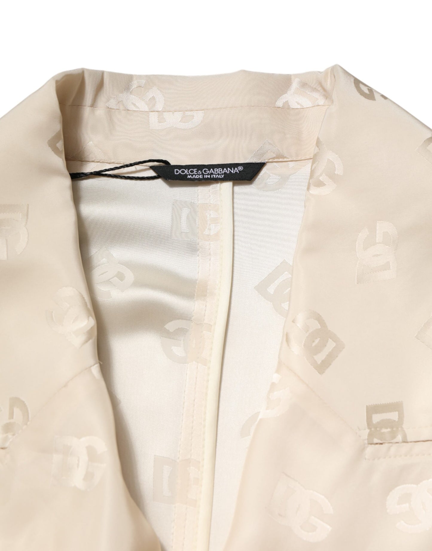 Manteau Veste Dolce & Gabbana Monogramme Logo Polyester Beige