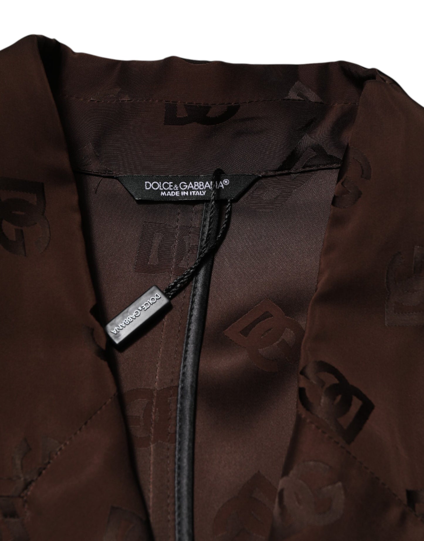 Chaqueta de abrigo Dolce & Gabbana de poliéster marrón con monograma del logo