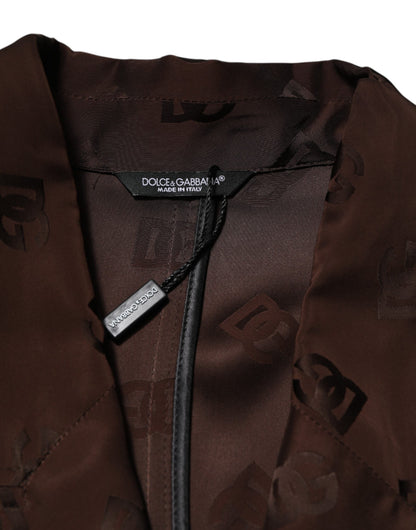 Chaqueta de abrigo Dolce & Gabbana de poliéster marrón con monograma del logo