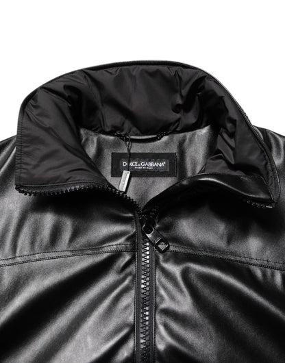 Chaqueta bomber con placa del logo en poliéster negro de Dolce & Gabbana