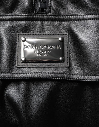 Chaqueta bomber con placa del logo en poliéster negro de Dolce & Gabbana