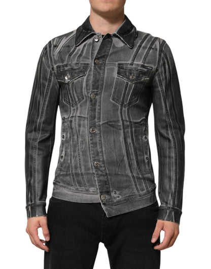 Veste en jean stretch lavé en coton gris Dolce & Gabbana