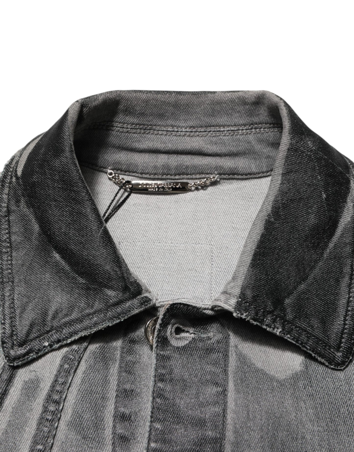 Veste en jean stretch lavé en coton gris Dolce & Gabbana