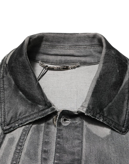 Veste en jean stretch lavé en coton gris Dolce & Gabbana