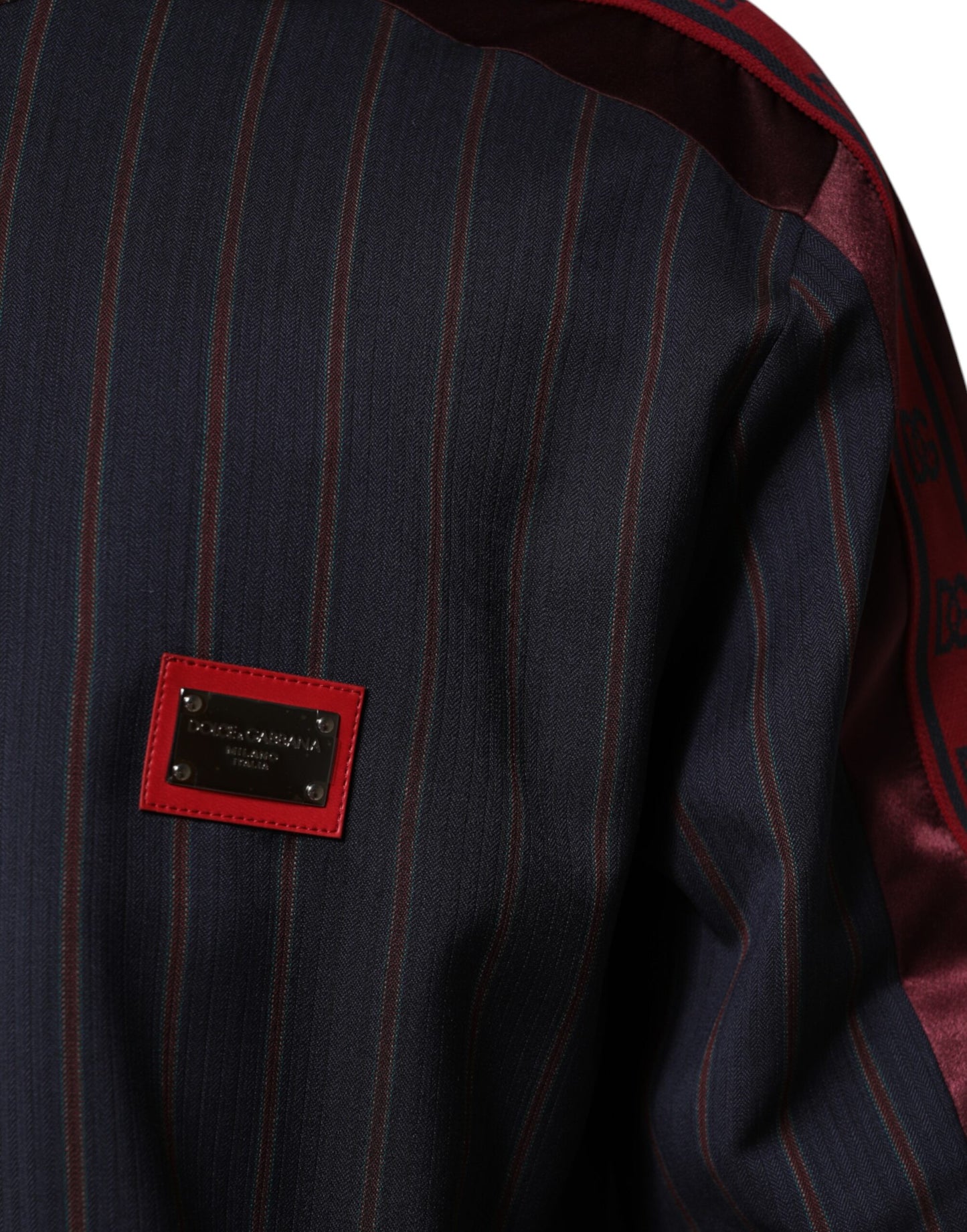 Chaqueta Dolce & Gabbana con cremallera completa, logotipo y rayas azules y rojas