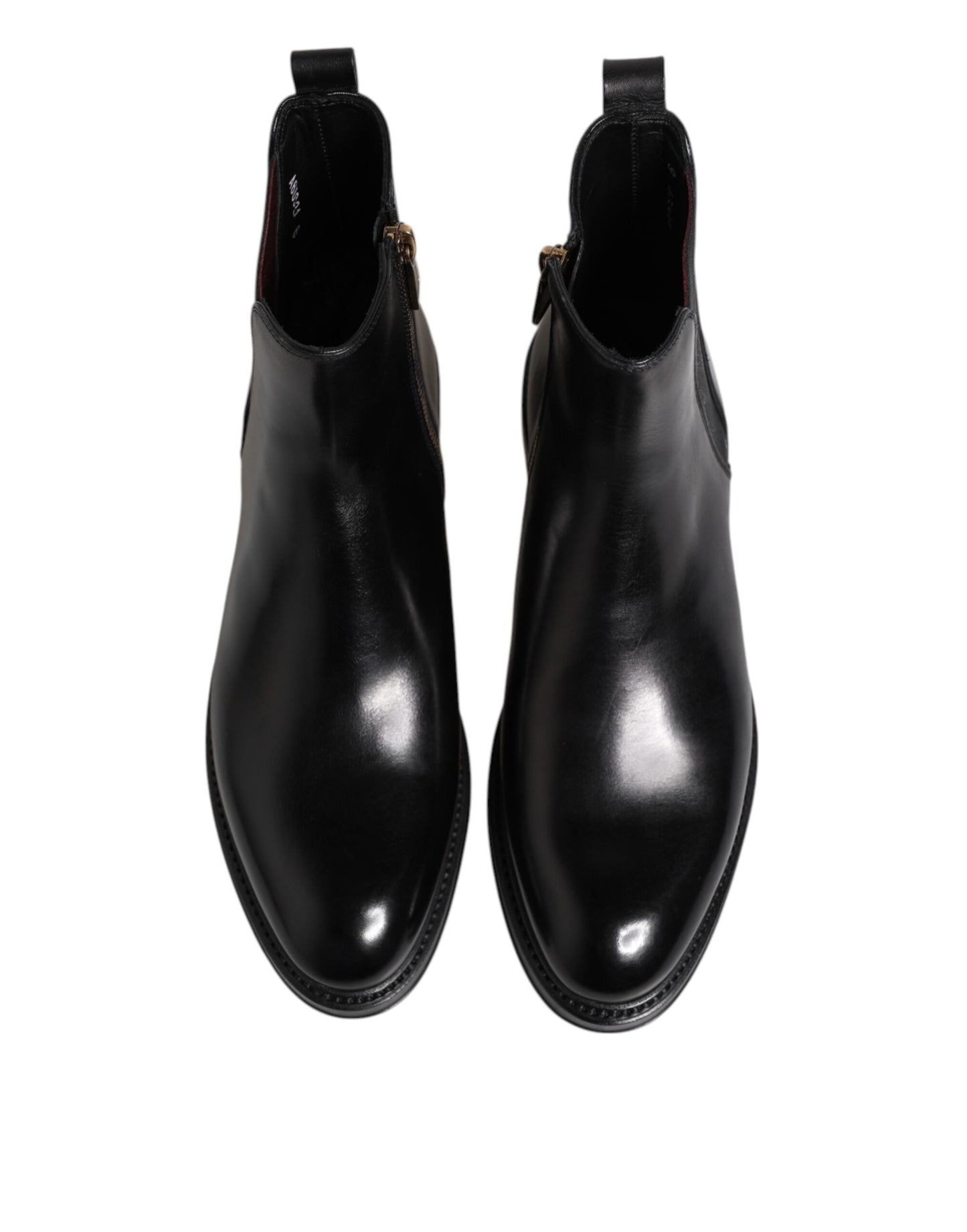 Botas Botines de Cuero Chelsea Negros a Media Pantorrilla Dolce & Gabbana