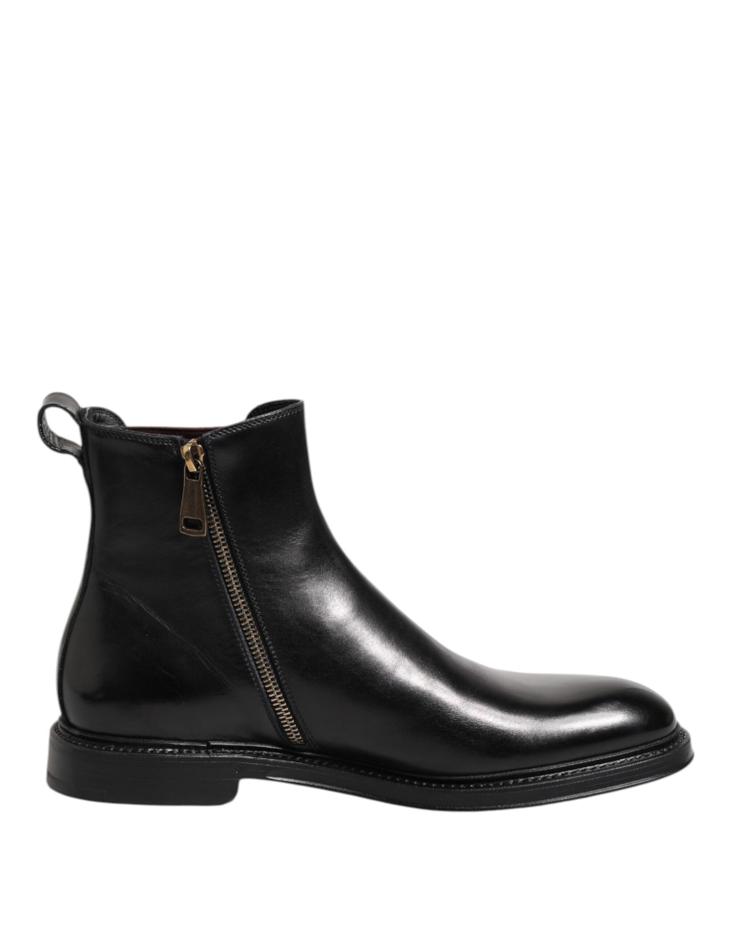 Botas Botines de Cuero Chelsea Negros a Media Pantorrilla Dolce & Gabbana