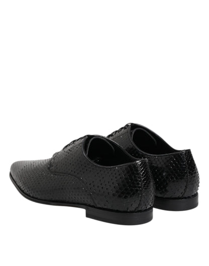 Dolce & Gabbana Black Exotic Leather Lace Up Derby Shoes
