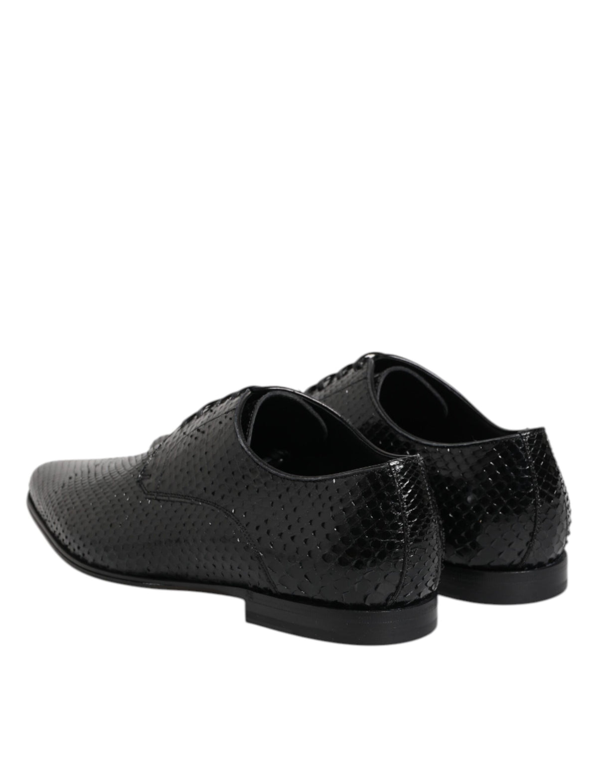 Dolce & Gabbana Black Exotic Leather Lace Up Derby Shoes
