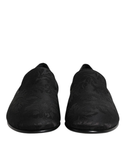 Mocassins Dolce & Gabbana en brocart floral noir pour hommes
