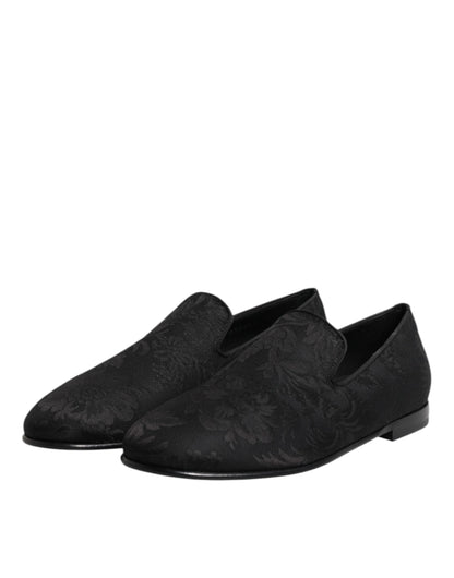 Mocassins Dolce & Gabbana en brocart floral noir pour hommes