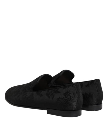 Mocassins Dolce & Gabbana en brocart floral noir pour hommes