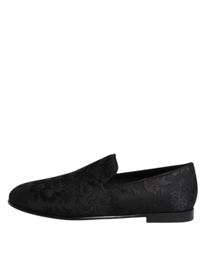 Mocassins Dolce & Gabbana en brocart floral noir pour hommes