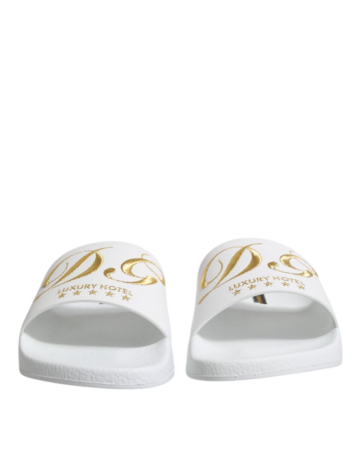 Dolce & Gabbana Sandales à enfiler en cuir blanc Chaussures de plage