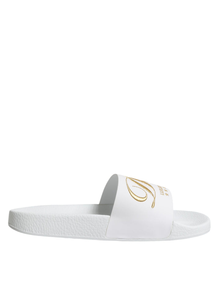 Dolce & Gabbana Sandales à enfiler en cuir blanc Chaussures de plage