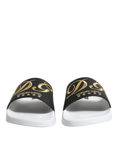 Dolce & Gabbana Sandales en cuir blanc et noir Chaussures de plage