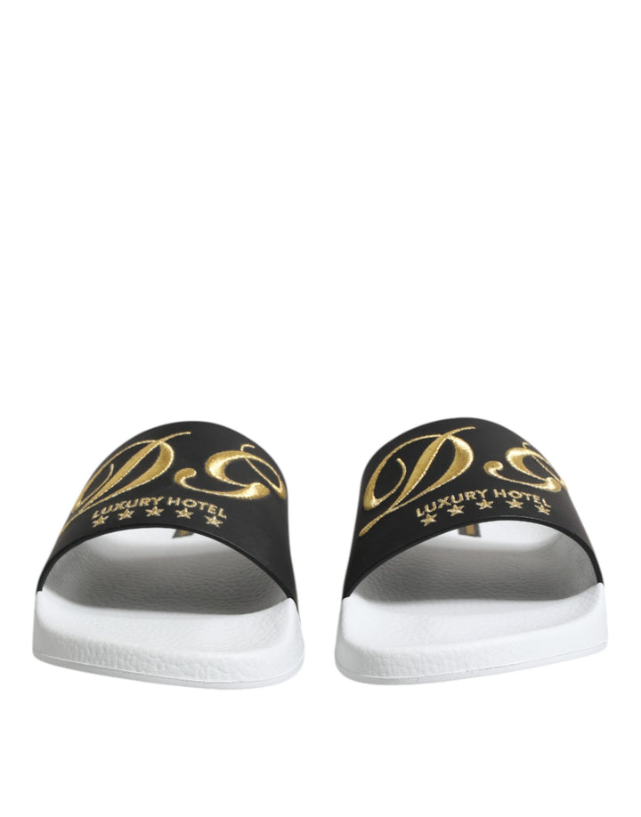 Dolce & Gabbana Sandales en cuir blanc et noir Chaussures de plage