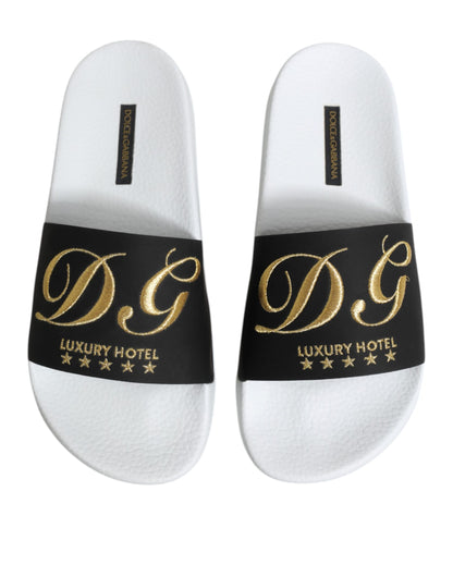Dolce & Gabbana Sandales en cuir blanc et noir Chaussures de plage