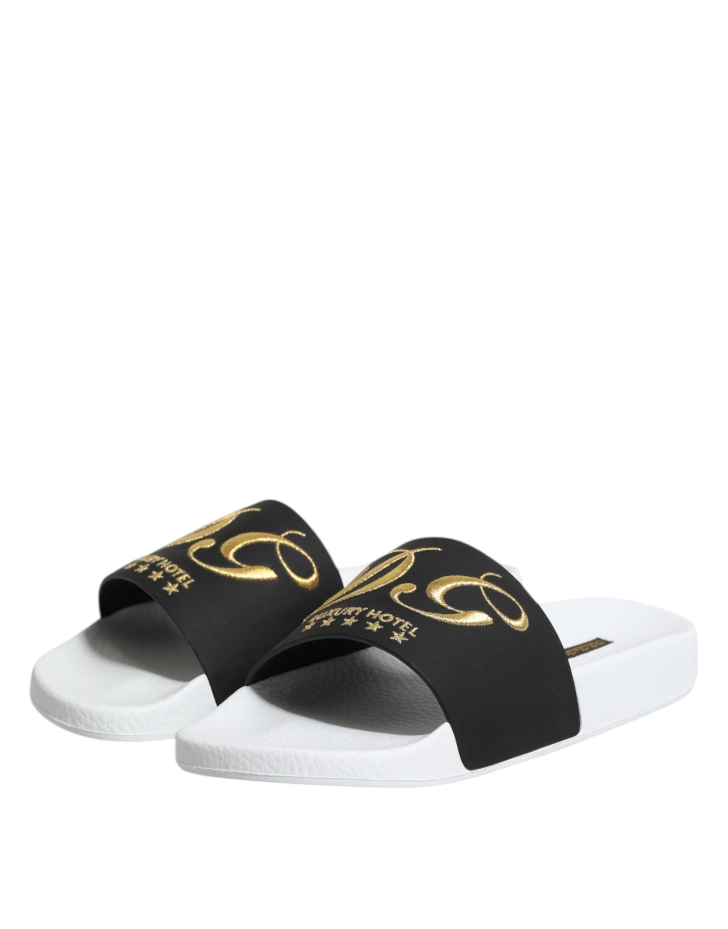 Dolce & Gabbana Sandales en cuir blanc et noir Chaussures de plage