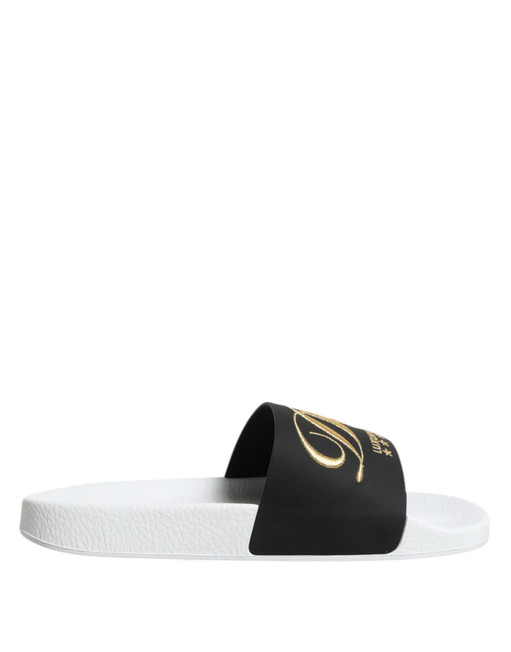 Dolce & Gabbana Sandales en cuir blanc et noir Chaussures de plage